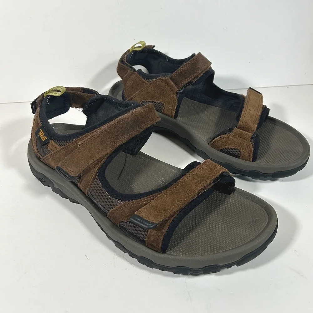 Teva Hudson Mens Brown Suede Leather Hiking Sport Sandals Size 12 1127852